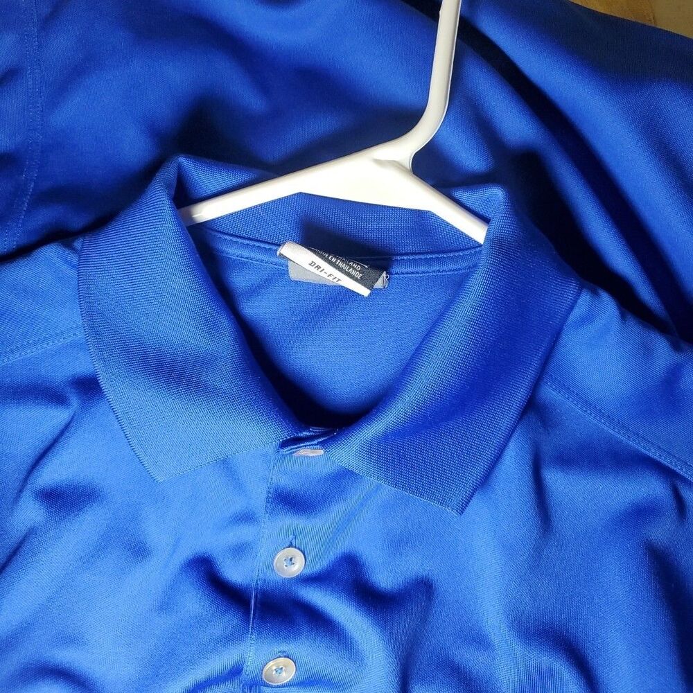 Nike Medium Polo Shirt Mens Blue Dri-FIT Short Sleeve Golf Athletic Sportswear - Picture 7 of 7